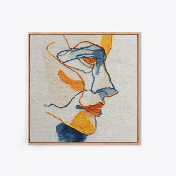 Continuous Line Female Face Framed Canvas Print, Line Art, Digital Wall Art, Living Room Decor, Line, Minimalist Wall Art, LIN-1x1-73