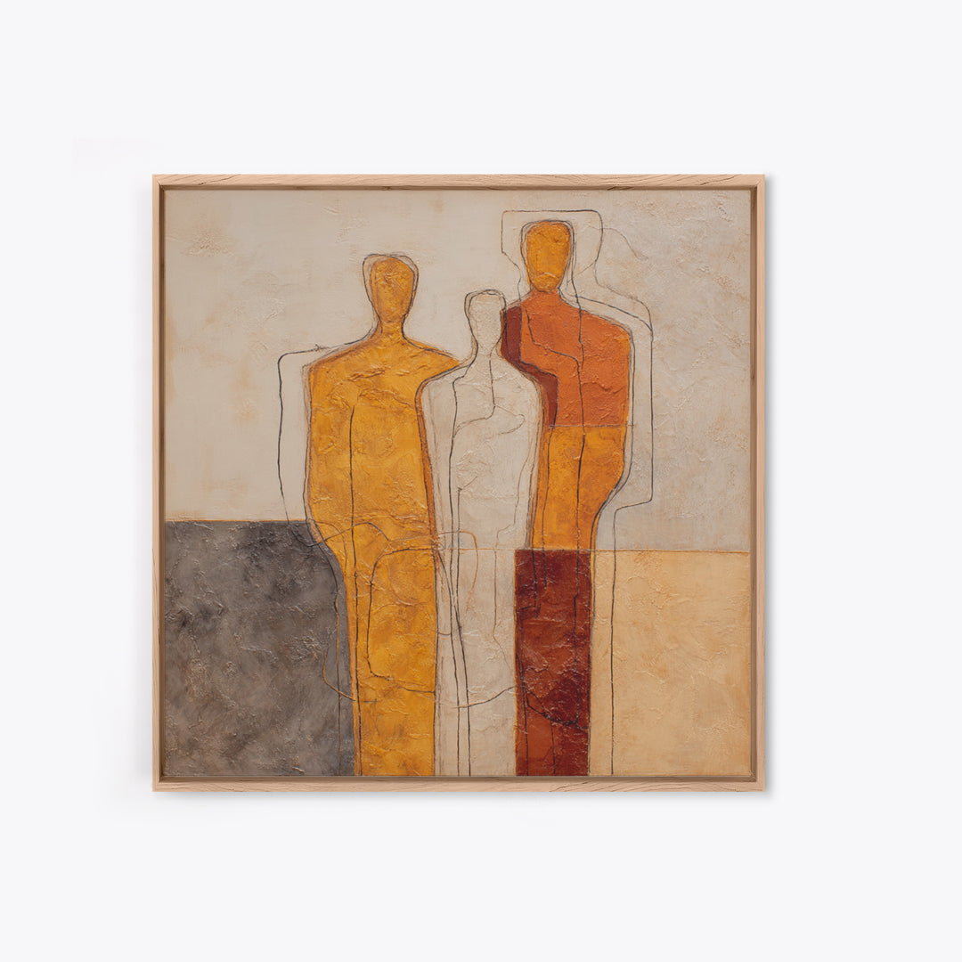 Abstract Family Figures Framed Canvas Print, Line Art, Digital Wall Art, Living Room Decor, Fine Art, Line, Minimalist Wall Art, LIN-1x1-96