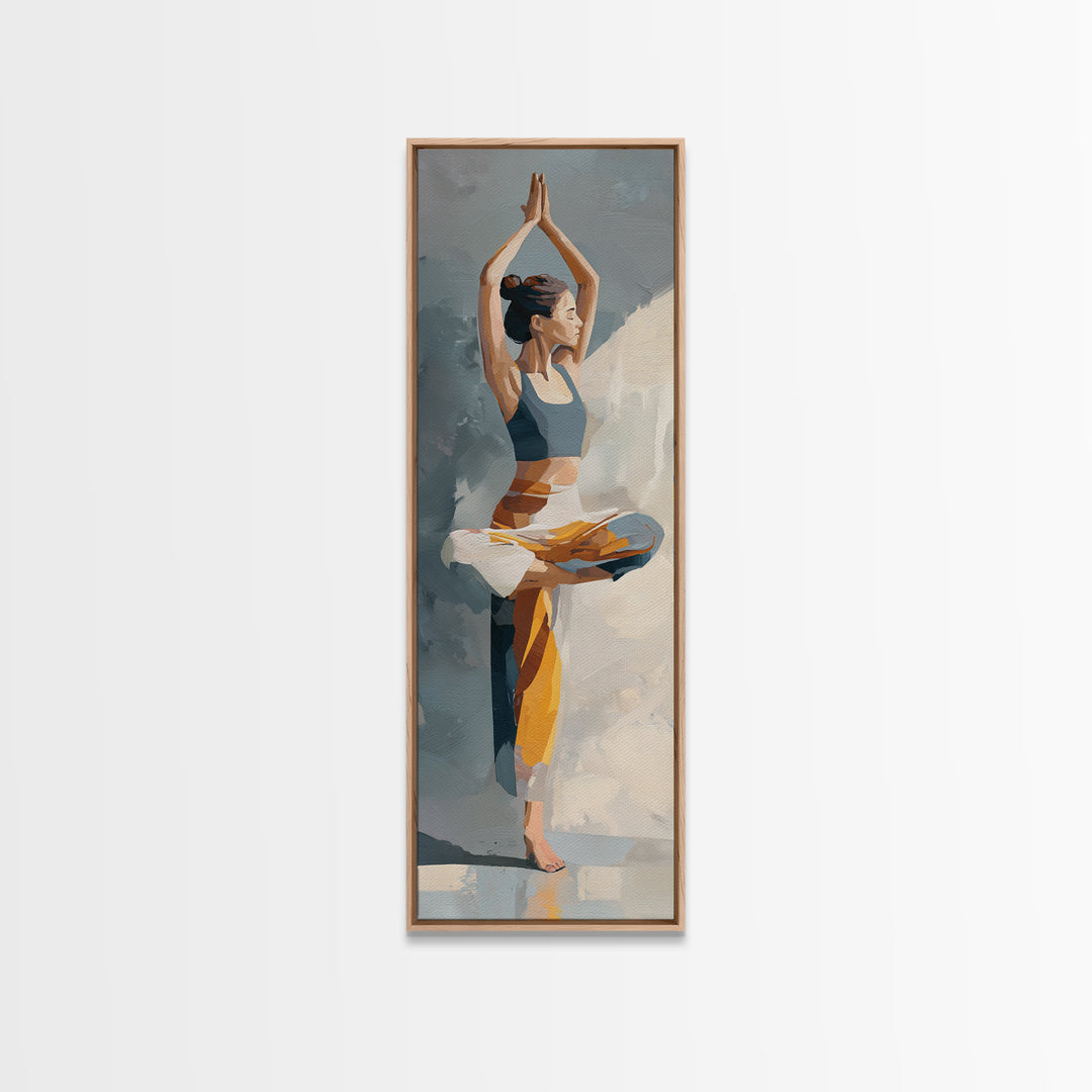 Single Line Yoga Pose Framed Canvas Print, Line Art, Decor, Living Room Decor, Abstract Art, Line, Living Room Wall Art, LIN-1x3-29