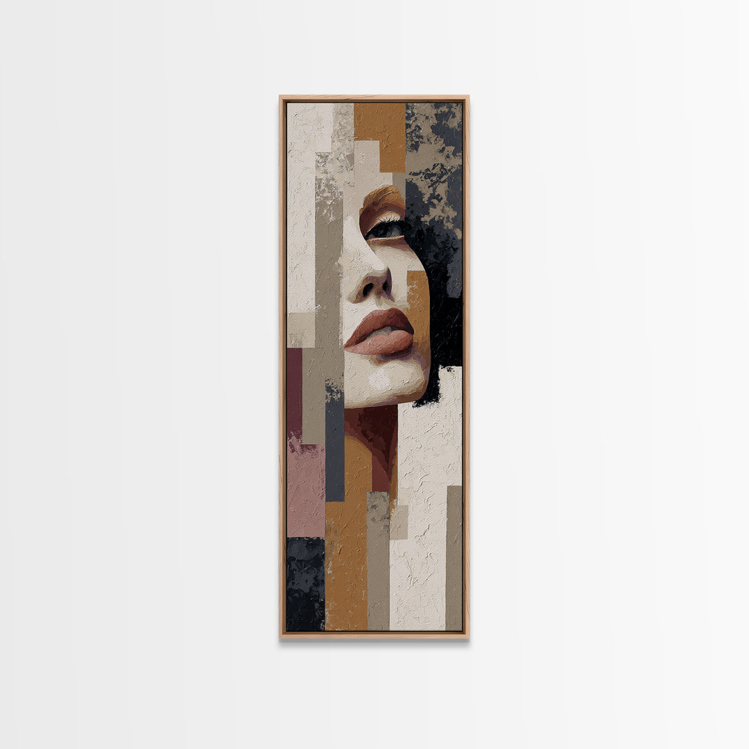 Abstract Lips and Hand Fashion Sketch Framed Canvas Print, Line Art, Statement Artwork, Living Room Decor, Abstract Art, Line, LIN-1x3-30