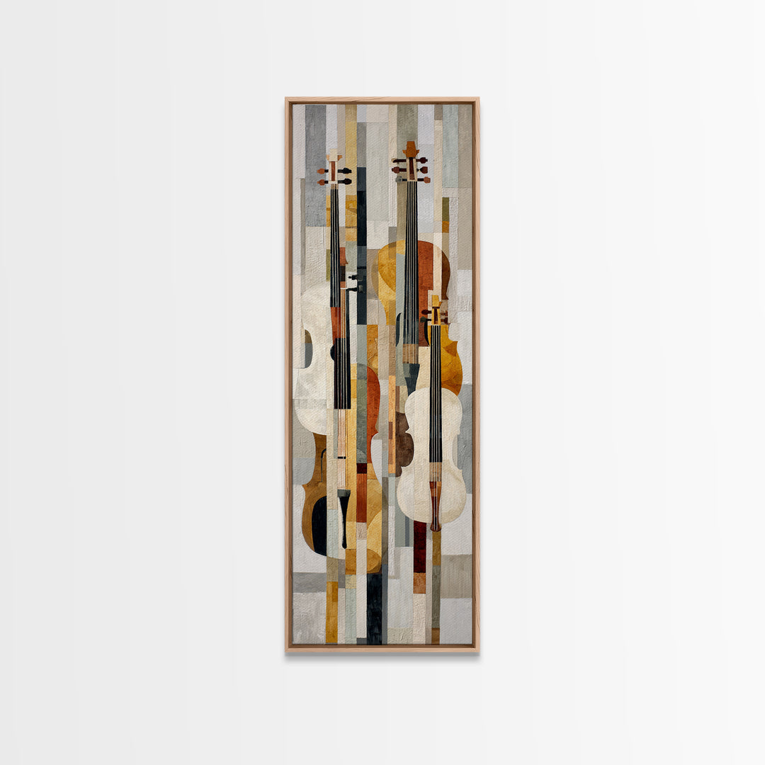 Single Line Violin and Bow Canvas Print, Line Art, Jesus Wall Art, Living Room Decor, Abstract Art, Line, Statement Artwork, LIN-1x3-35