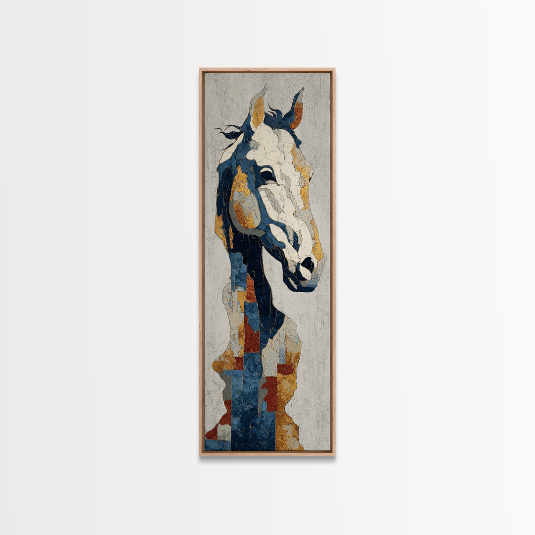 Abstract Horse Formed from Graceful Contour Framed Canvas Print, Line Art, Black and White Art, Living Room Decor, Abstract Art, LIN-1x3-64