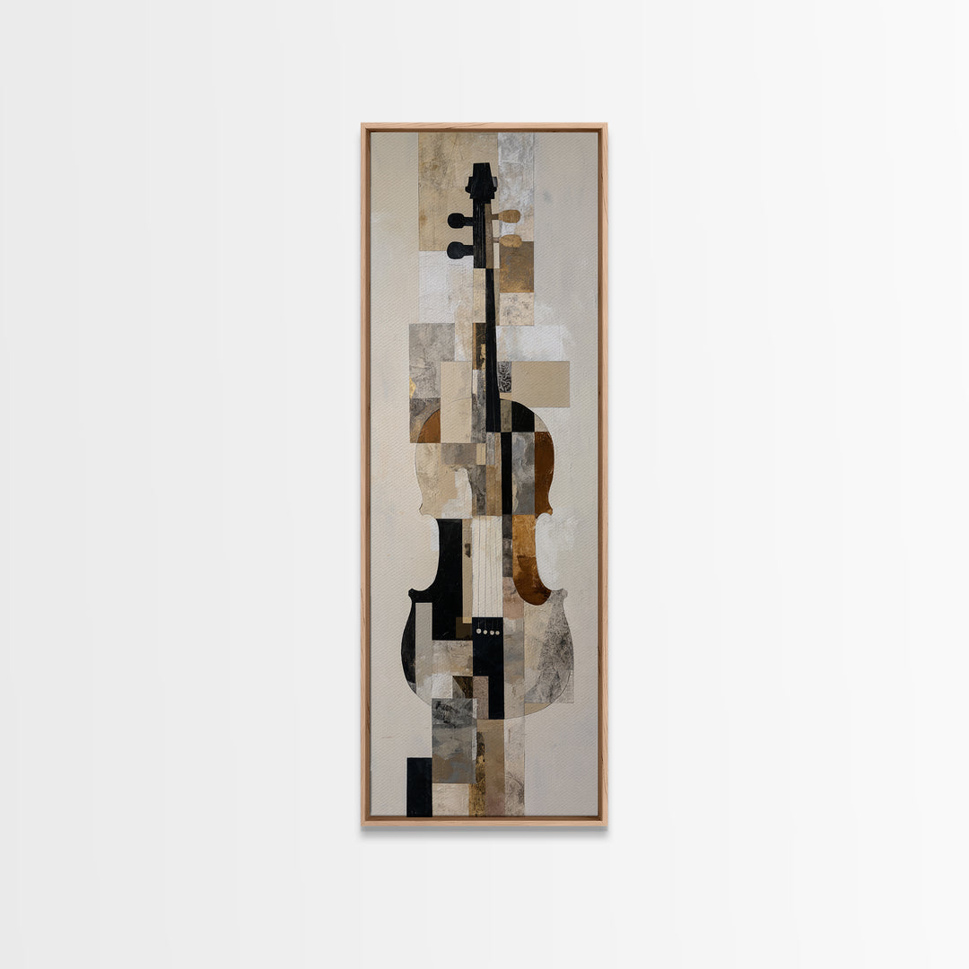 Single Line Violin and Bow Framed Canvas Print, Line Art, Textured Painting, Living Room Decor, Abstract Art, Line, Canvas Art, LIN-1x3-83