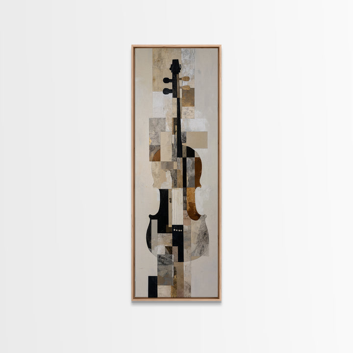 Single Line Violin and Bow Framed Canvas Print, Line Art, Textured Painting, Living Room Decor, Abstract Art, Line, Canvas Art, LIN-1x3-83