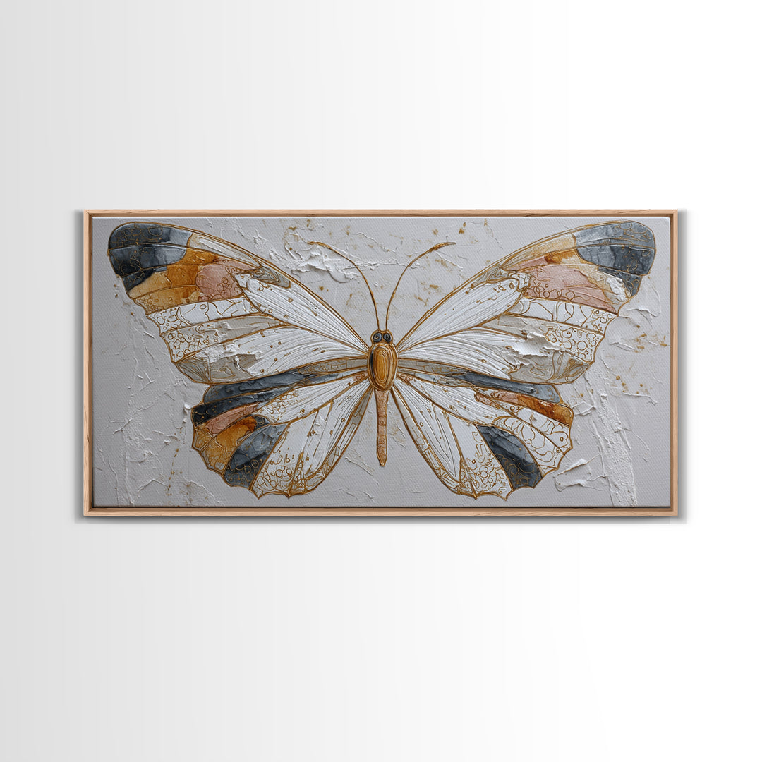 Line Art Butterfly Framed Canvas Print, Line Art, Wall Art, Living Room Decor, Abstract Art, Line, Wall Art Print, LIN-2x1-18