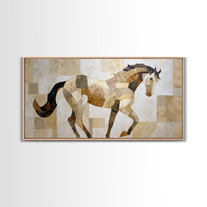 Abstract Horse Formed from Graceful Contour Framed Canvas Print, Line Art, Contemporary Art, Living Room Decor, Fine Art, Line, LIN-2x1-24