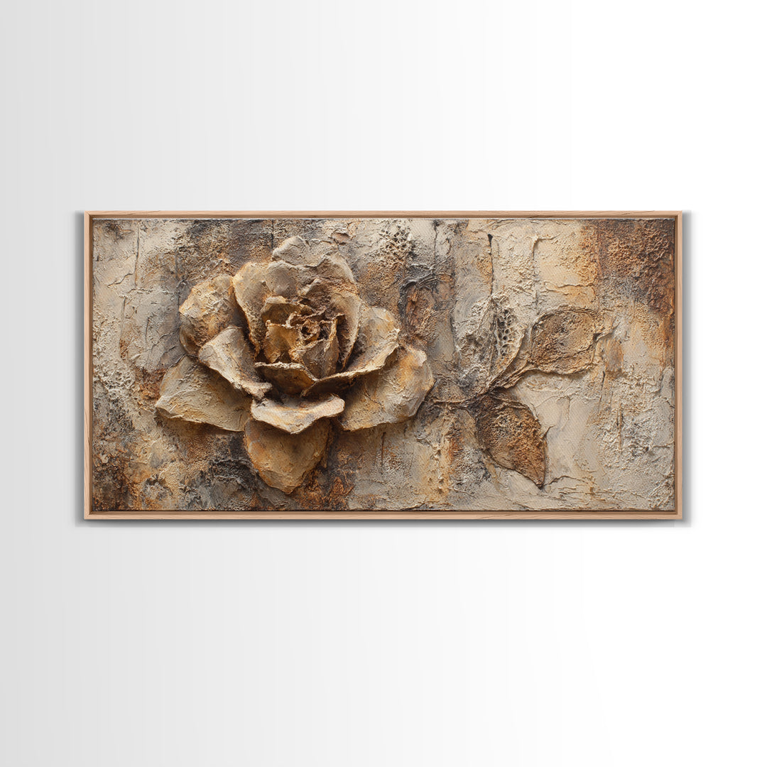 Face and Flower Blended into One Contour Framed Canvas Print, Line Art, Wall Art, Living Room Decor, Watercolor Art, Line, LIN-2x1-28