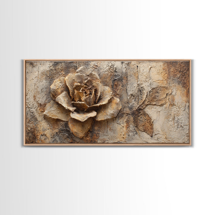 Face and Flower Blended into One Contour Framed Canvas Print, Line Art, Wall Art, Living Room Decor, Watercolor Art, Line, LIN-2x1-28