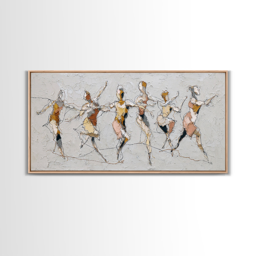 Continuous Line Dancer Framed Canvas Print, Line Art, Boho Wall Decor, Living Room Decor, Fine Art, Line, Black and White Art, LIN-2x1-3