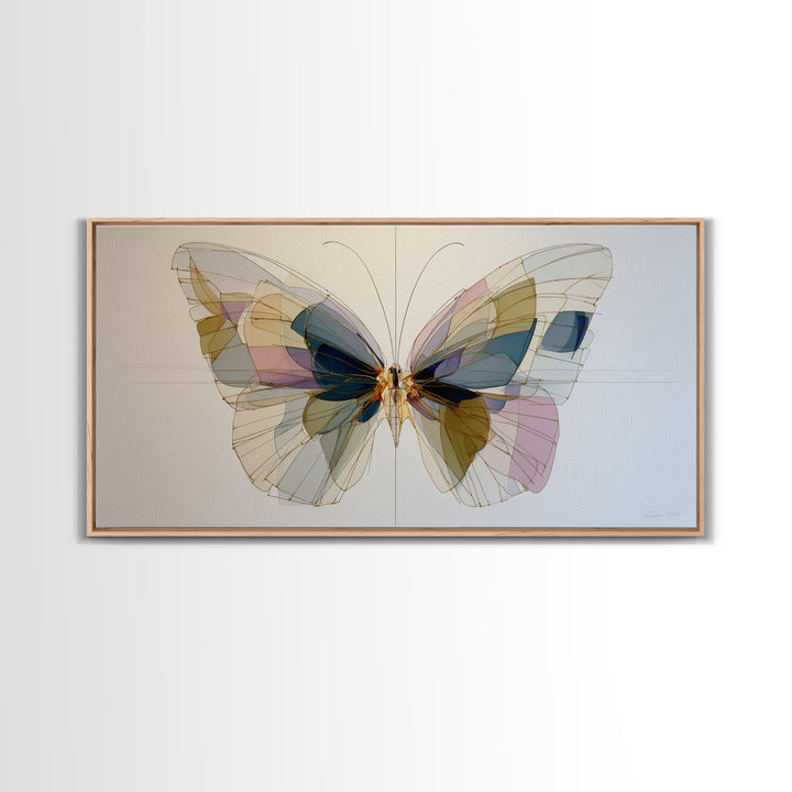 Line Art Butterfly Framed Canvas Print, Line Art, Wall Art, Living Room Decor, Abstract Art, Line, Wall Art Print, LIN-2x1-42