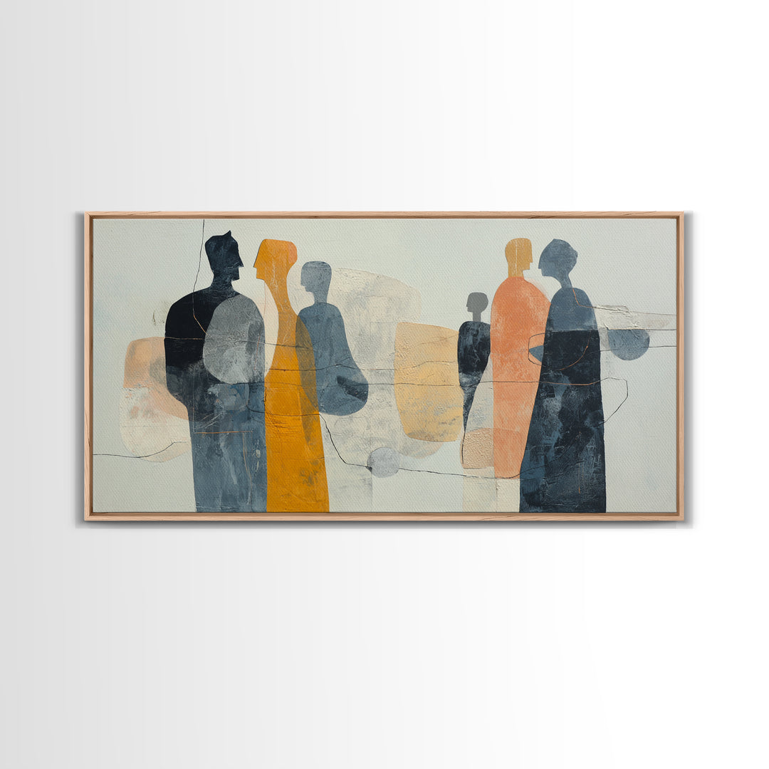 Abstract Family Figures Canvas Print, Line Art, Minimalist Decor, Living Room Decor, Line, Boho Wall Art, Wall Art Print, LIN-2x1-44