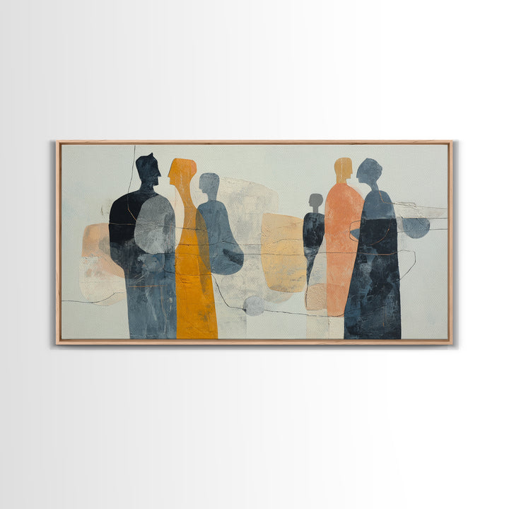 Abstract Family Figures Canvas Print, Line Art, Minimalist Decor, Living Room Decor, Line, Boho Wall Art, Wall Art Print, LIN-2x1-44