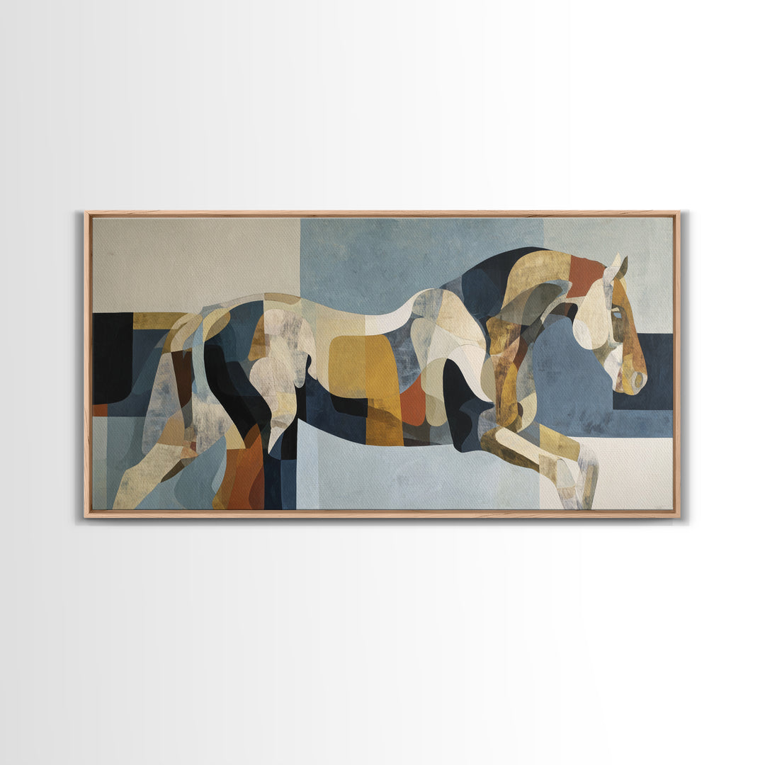 Abstract Horse Formed from Graceful Contour Canvas Print, Line Art, Custom Portrait, Living Room Decor, Abstract Art, Line, LIN-2x1-48