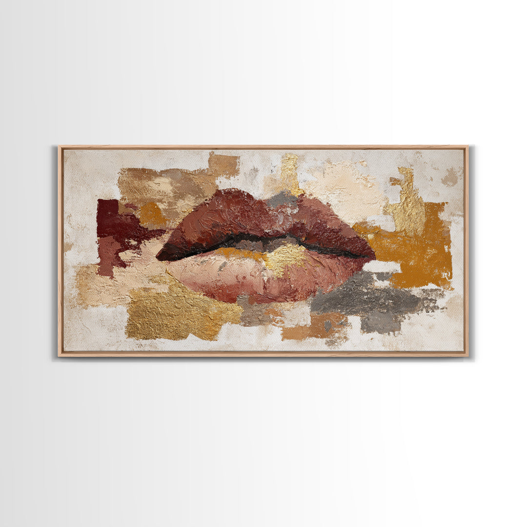 Abstract Lips and Hand Fashion Sketch Canvas Print, Line Art, Custom Portrait, Living Room Decor, Abstract Art, Line, LIN-2x1-62
