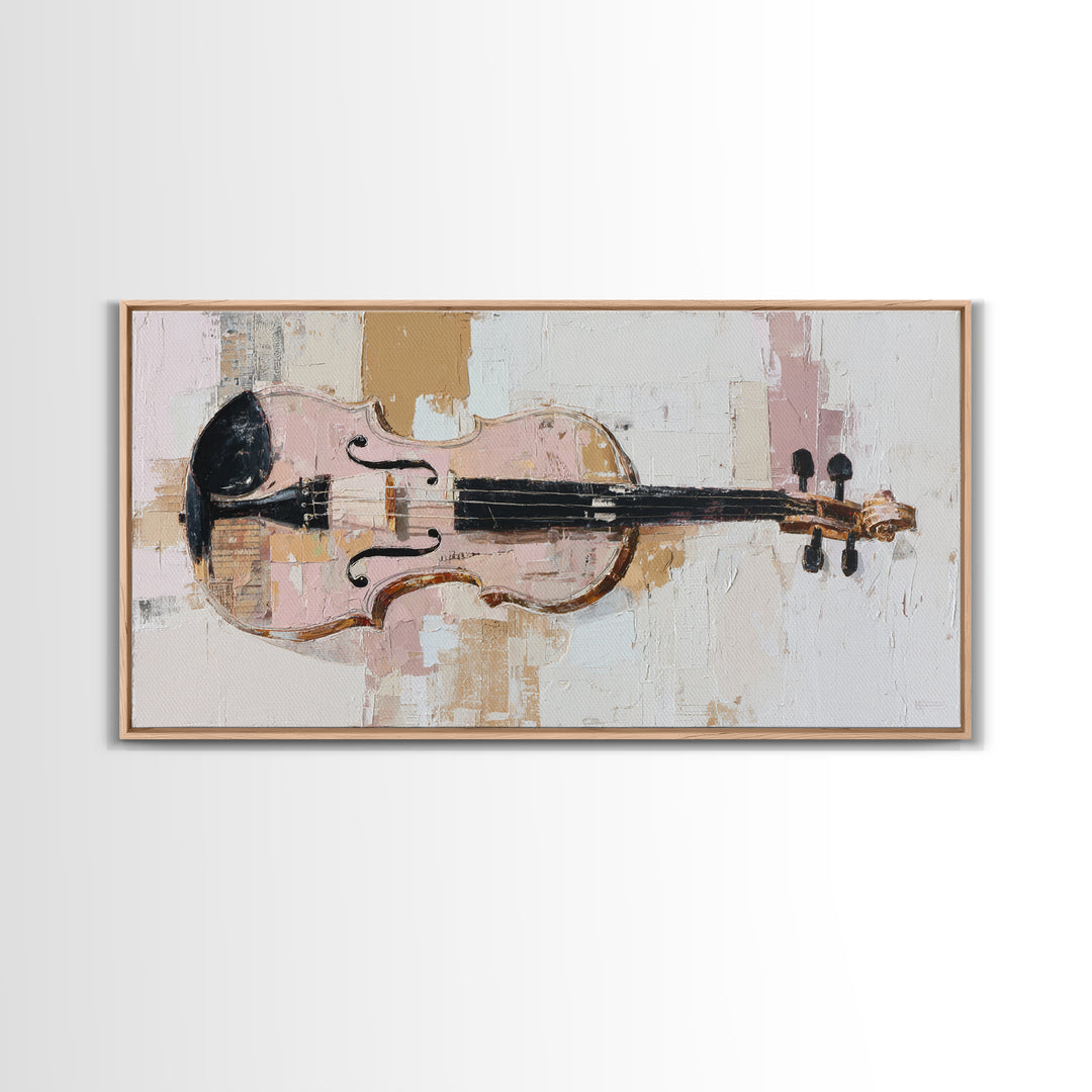 Single Line Violin and Bow Framed Canvas Print, Line Art, Statement Artwork, Living Room Decor, Fine Art, Line, Custom Portrait, LIN-2x1-67