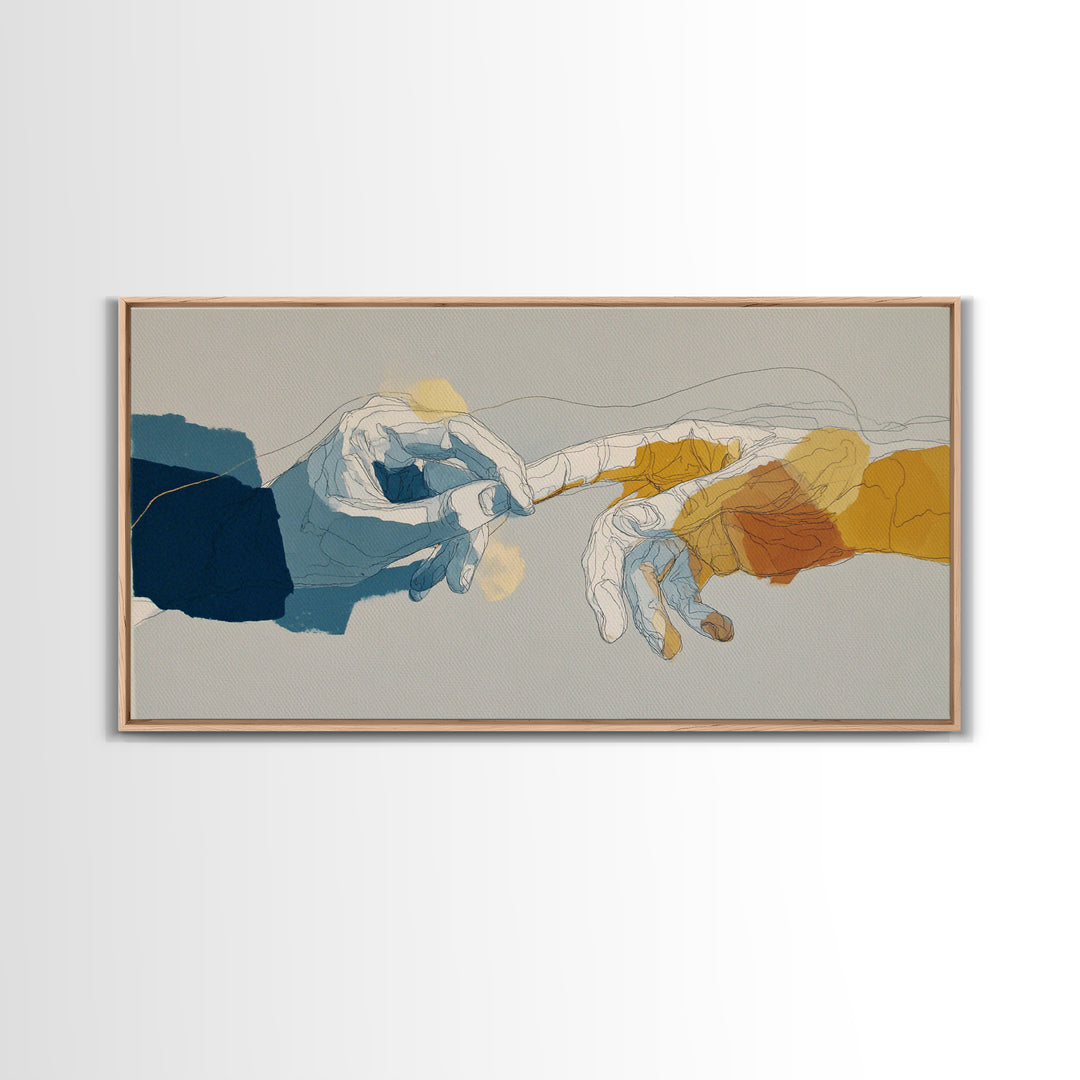Two Hands Nearly Touching Canvas Print, Line Art, Minimalist Wall Art, Living Room Decor, Abstract Art, Line, Fine Art Print, LIN-2x1-73