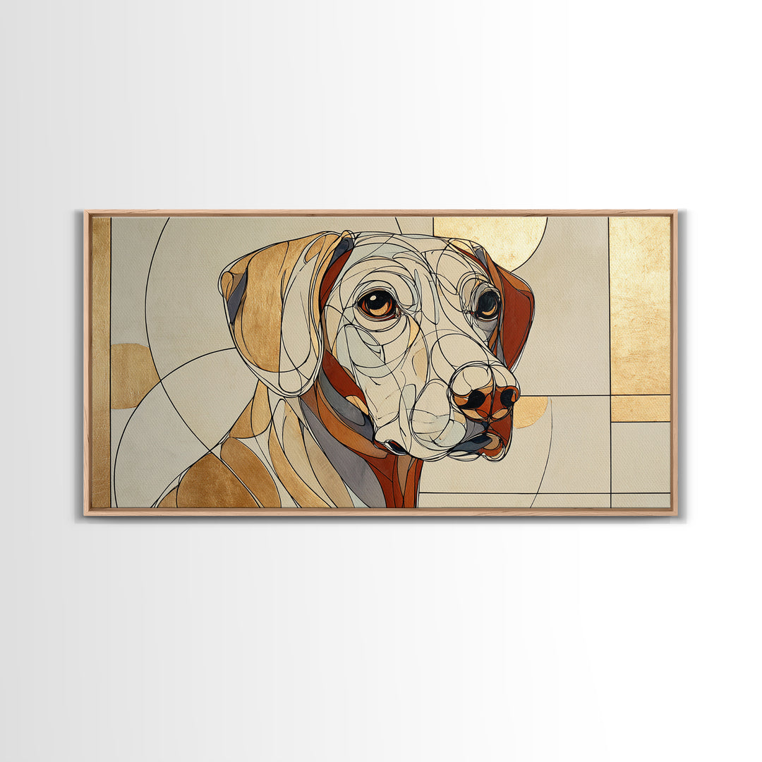 Continuous Line Dog Portrait Framed Canvas Print, Line Art, Living Room Decor, Line, Portrait from Photo, Living Room Art, LIN-2x1-9