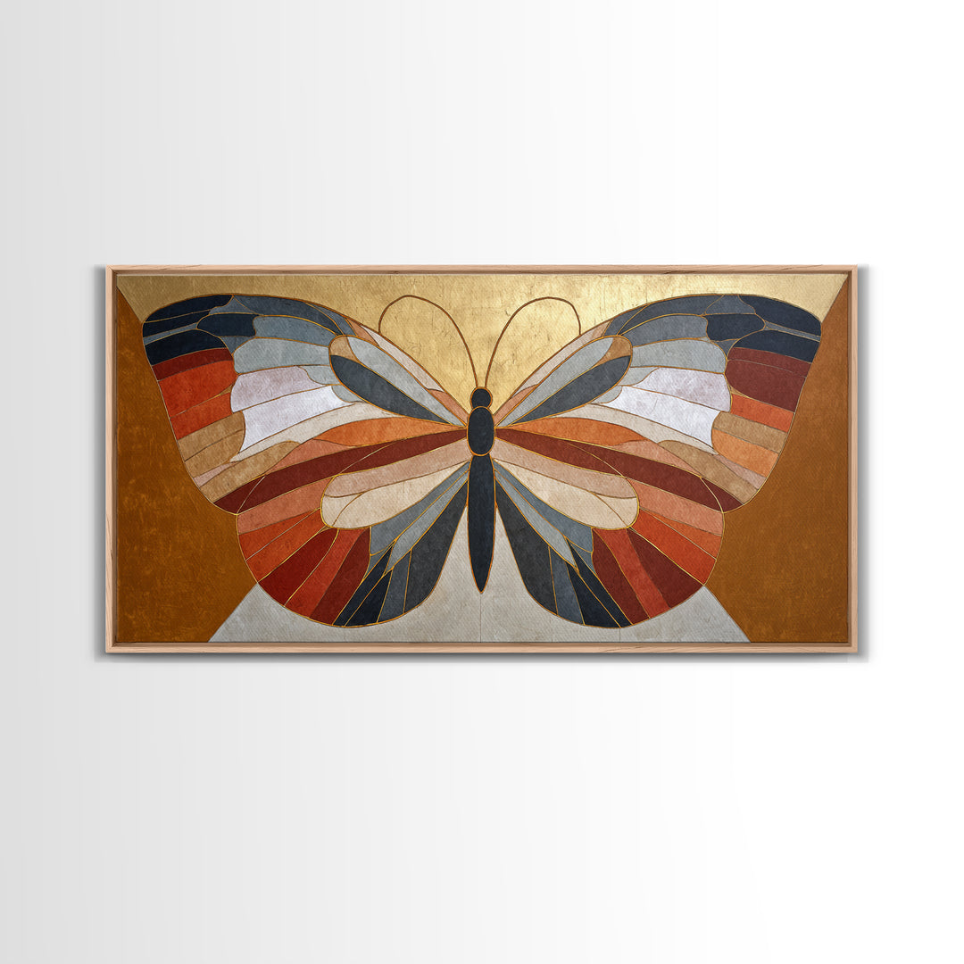 Line Art Butterfly Framed Canvas Print, Line Art, Boho Wall Art, Living Room Decor, Line, Living Room Art, Gallery Wall Set, LIN-2x1-90