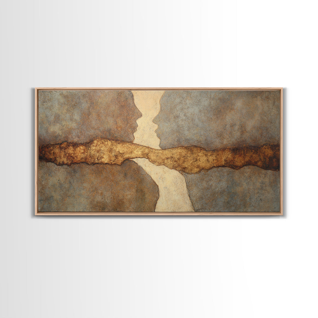 Single Line Couple Embracing Softly Canvas Print, Line Art, Wall Art Print, Living Room Decor, Fine Art, Line, Gallery Wall Set, LIN-2x1-94