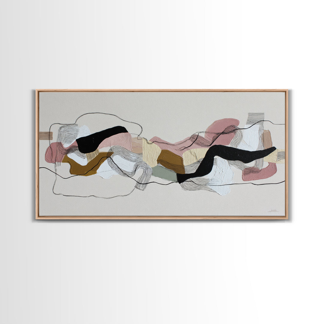 Continuous Line Dancer Framed Canvas Print, Line Art, Gallery Wall Art, Living Room Decor, Abstract Art, Line, LIN-2x1-99