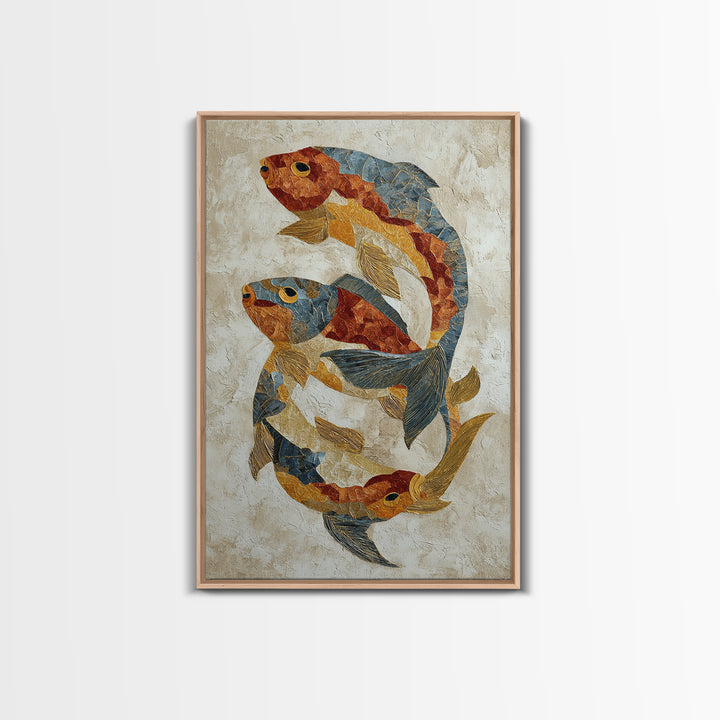 Continuous Line Fish Framed Canvas Print, Line Art, Boho Decor, Living Room Decor, Abstract Art, Line, Minimalist Art, LIN-2x3-100