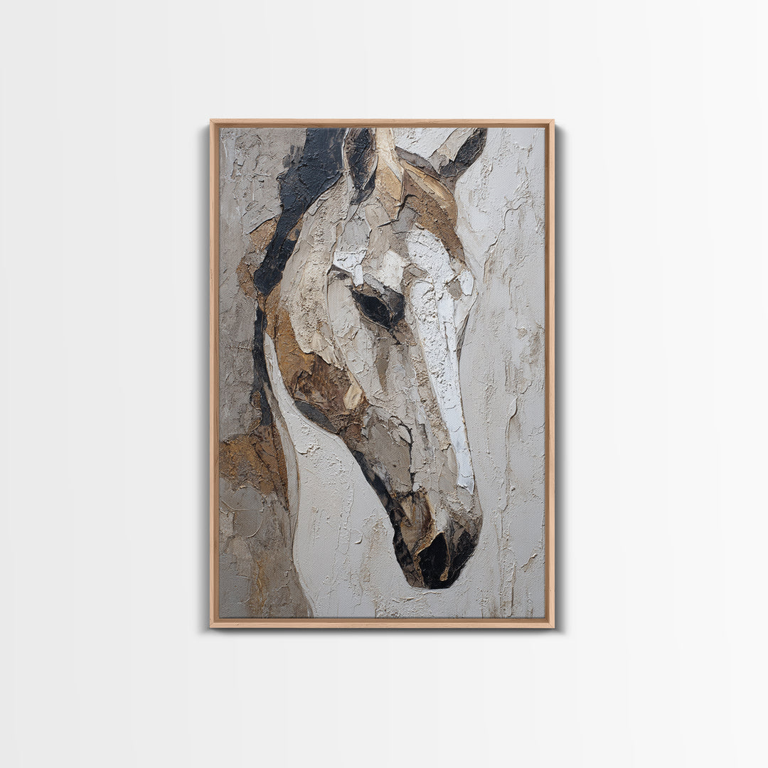 Abstract Horse Formed from Graceful Contour Framed Canvas Print, Line Art, Boho Decor, Living Room Decor, Fine Art, Line, LIN-2x3-12