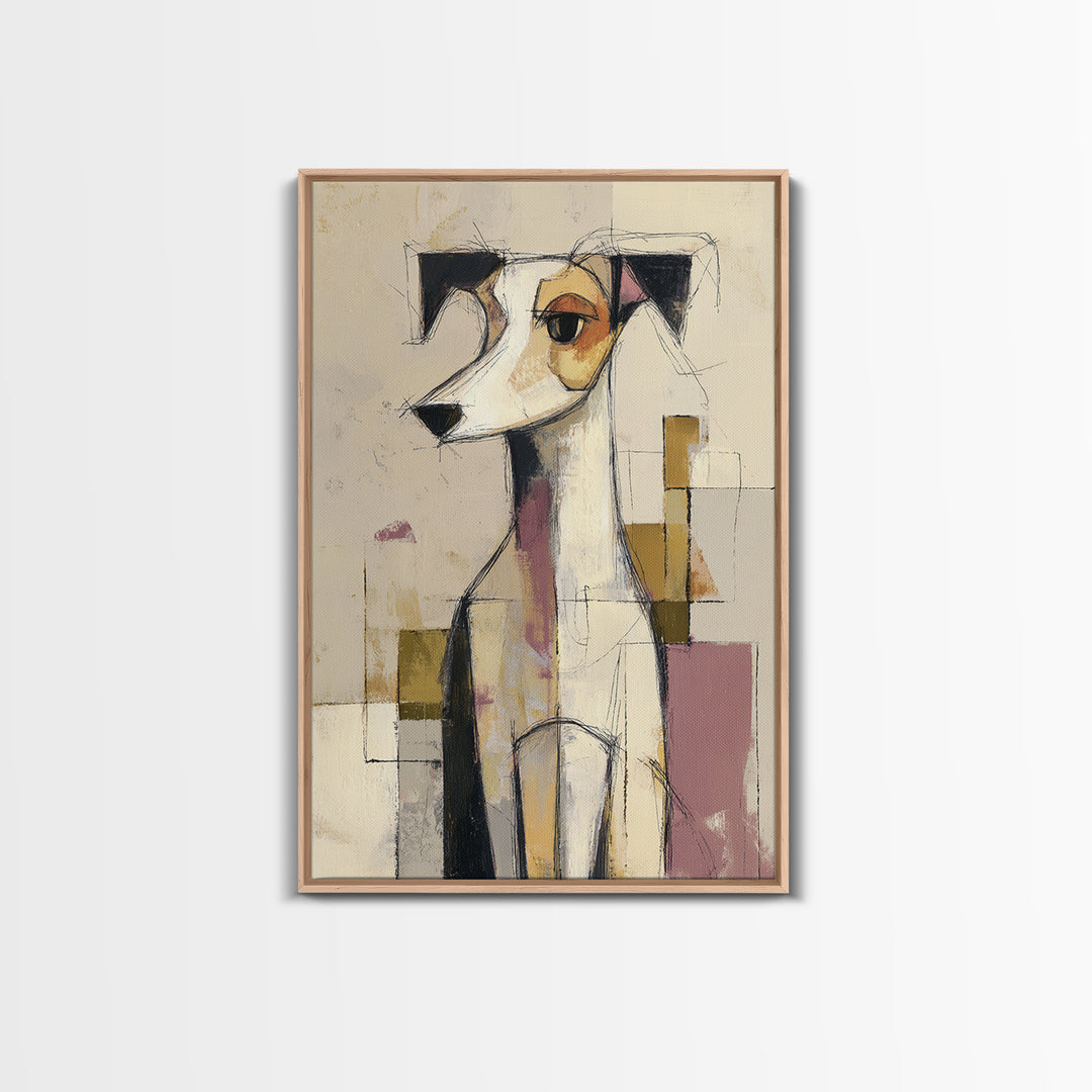Continuous Line Dog Portrait Framed Canvas Print, Line Art, Boho Wall Decor, Living Room Decor, Line, Black and White Art, LIN-2x3-21