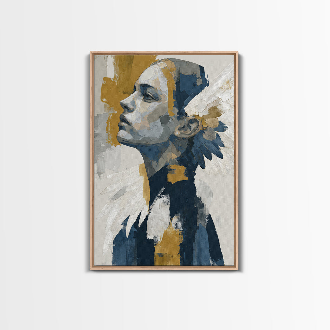 Minimal Angel Wing Contour Canvas Print, Line Art, Canvas Print, Living Room Decor, Abstract Art, Line, Modern Decor, LIN-2x3-29
