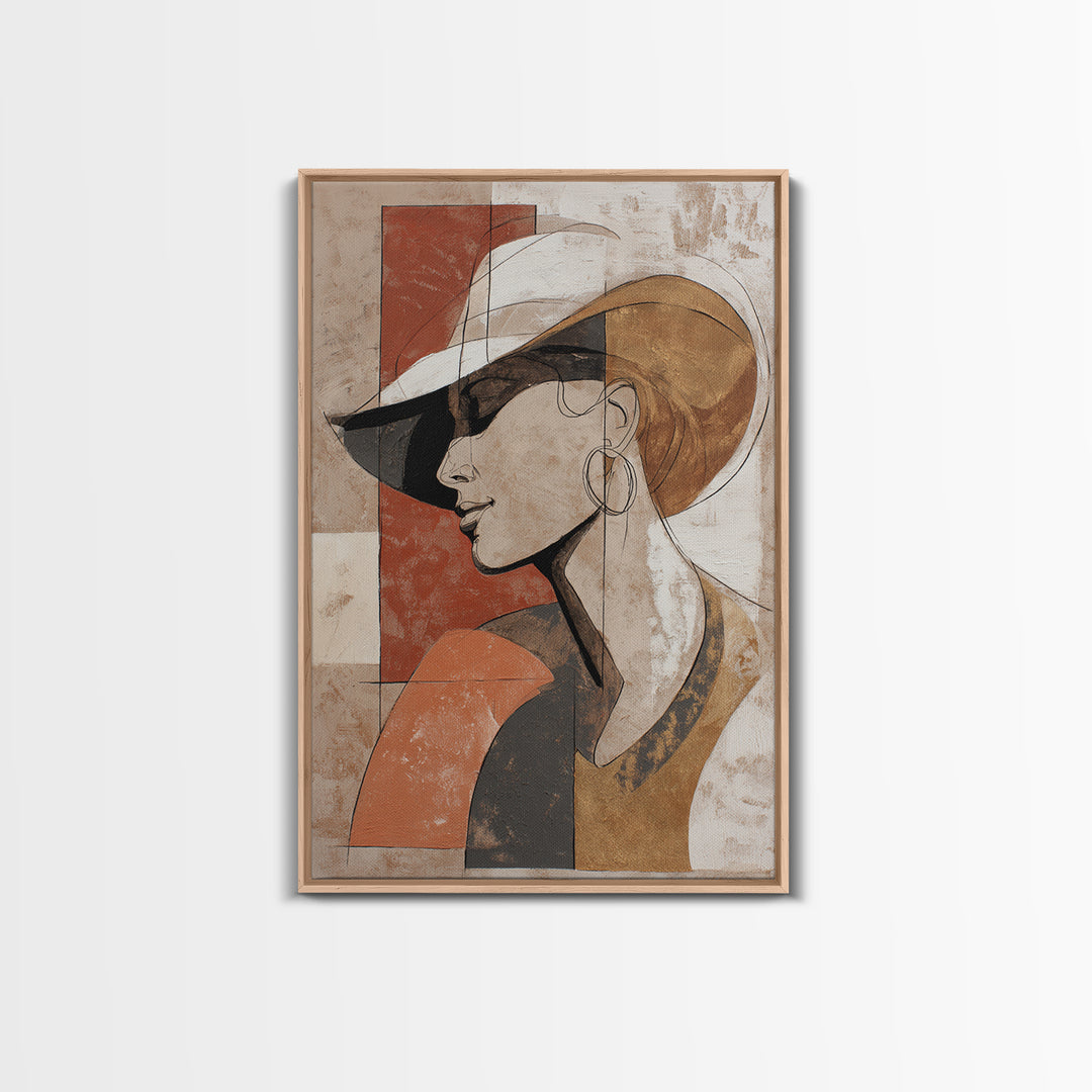 Line Drawing of a Woman Framed Canvas Print, Line Art, Printable Wall Art, Living Room Decor, Oil Painting, Line, Modern Art, LIN-2x3-3