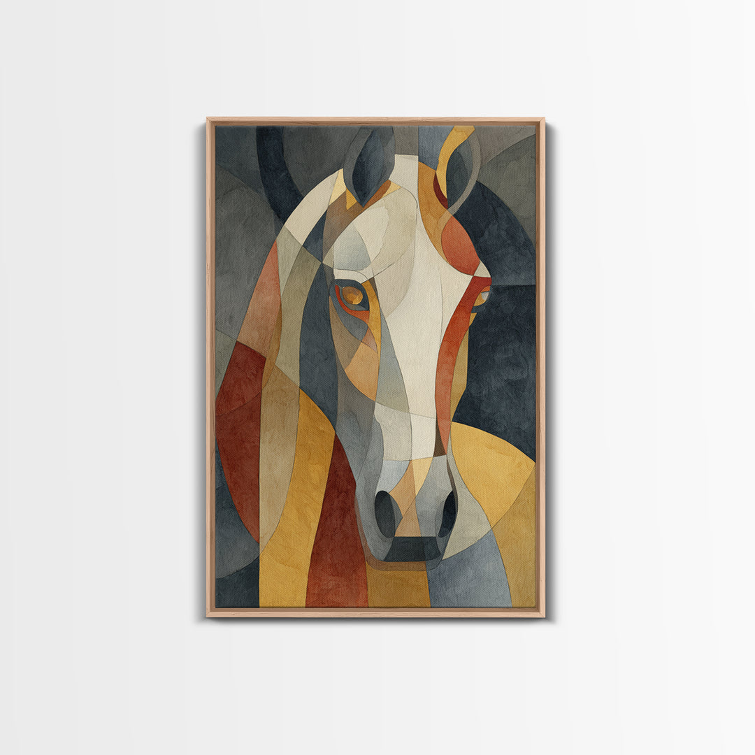 Abstract Horse Formed from Graceful Contour Framed Canvas Print, Line Art, Living Room Decor, Abstract Art, Line, LIN-2x3-36