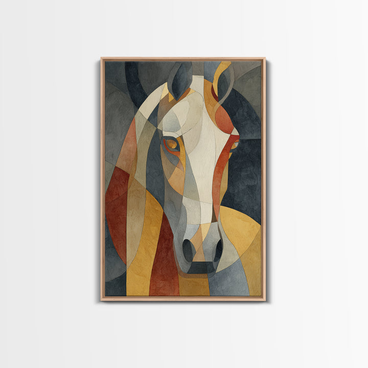 Abstract Horse Formed from Graceful Contour Framed Canvas Print, Line Art, Living Room Decor, Abstract Art, Line, LIN-2x3-36
