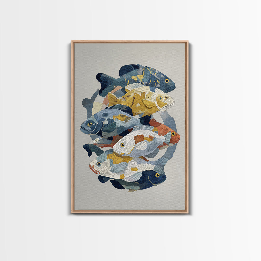 Continuous Line Fish Framed Canvas Print, Line Art, Digital Wall Art, Living Room Decor, Abstract Art, Line, LIN-2x3-4