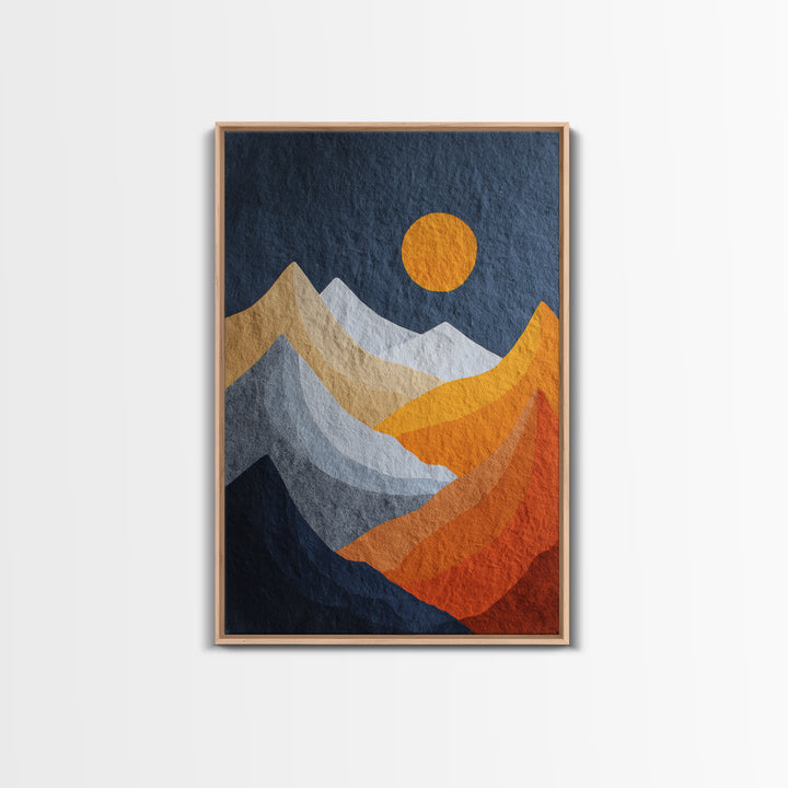 Black Line Mountains Framed Canvas Print, Line Art, Printable Wall Art, Living Room Decor, Watercolor Art, Line, Modern Art, LIN-2x3-42
