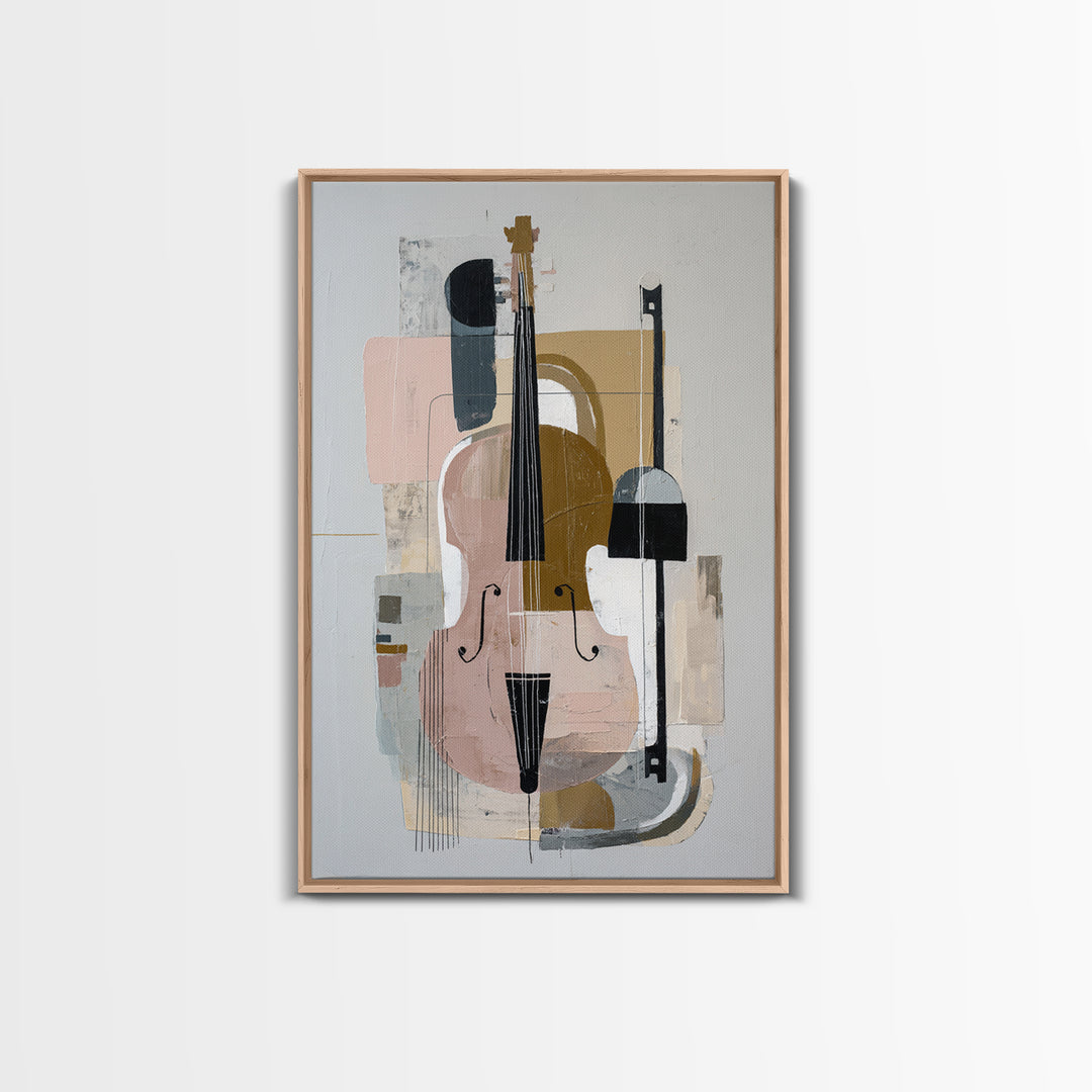 Single Line Violin and Bow Framed Canvas Print, Line Art, Modern Art, Living Room Decor, Fine Art, Line, Neutral Decor, LIN-2x3-55
