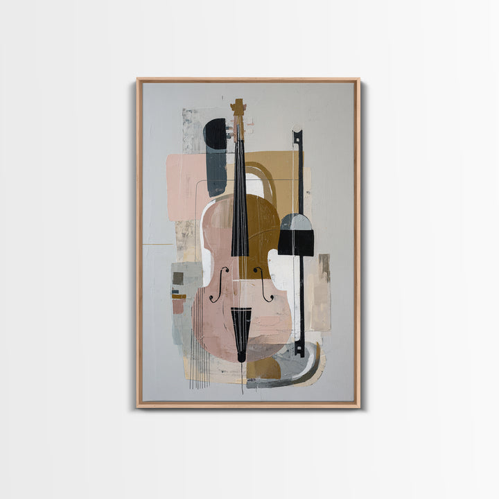 Single Line Violin and Bow Framed Canvas Print, Line Art, Modern Art, Living Room Decor, Fine Art, Line, Neutral Decor, LIN-2x3-55