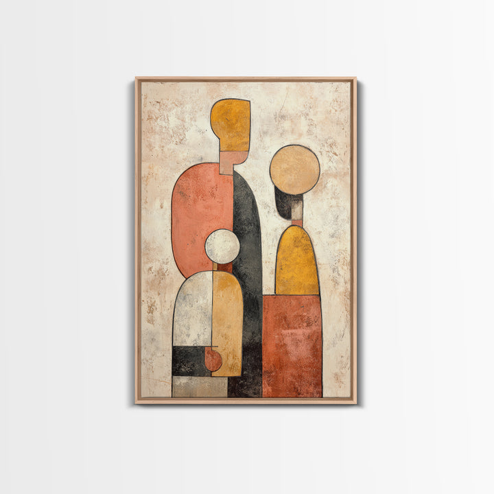 Abstract Family Figures Framed Canvas Print, Line Art, Printable Wall Art, Living Room Decor, Fine Art, Line, Modern Art, LIN-2x3-56