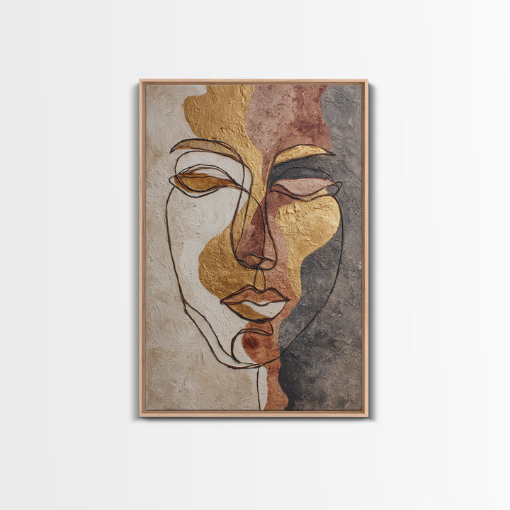 Continuous Line Female Face Canvas Print, Line Art, Modern Decor, Living Room Decor, Fine Art, Line, Contemporary Art, LIN-2x3-57