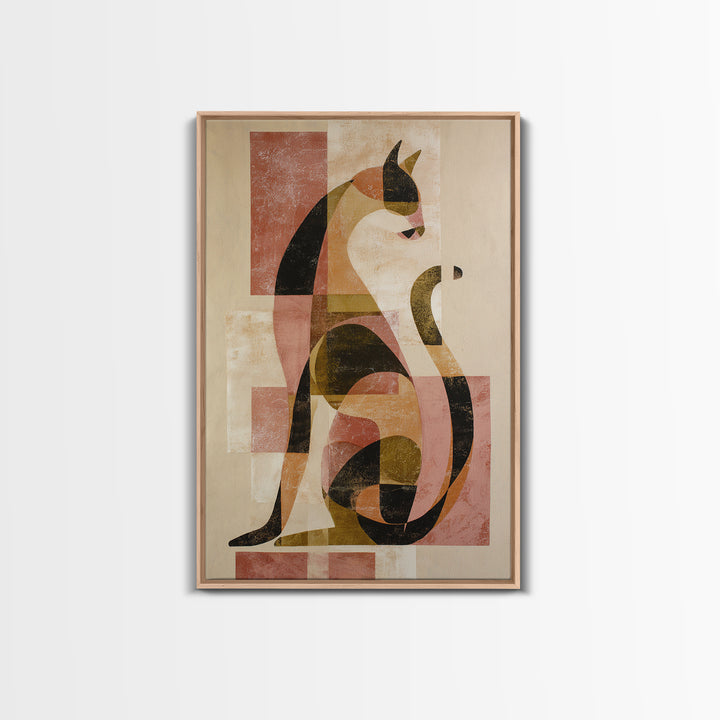 Monoline Cat Stretching Canvas Print, Line Art, Living Room Wall Art, Living Room Decor, Fine Art, Line, Aesthetic Prints, LIN-2x3-62