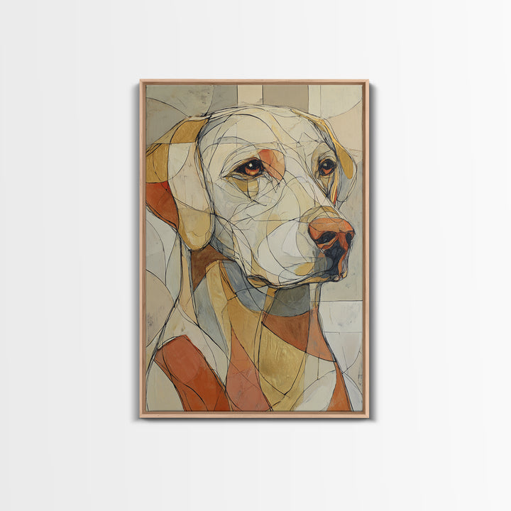 Continuous Line Dog Portrait Framed Canvas Print, Line Art, Bird Wall Art, Living Room Decor, Fine Art, Line, Textured Painting, LIN-2x3-69