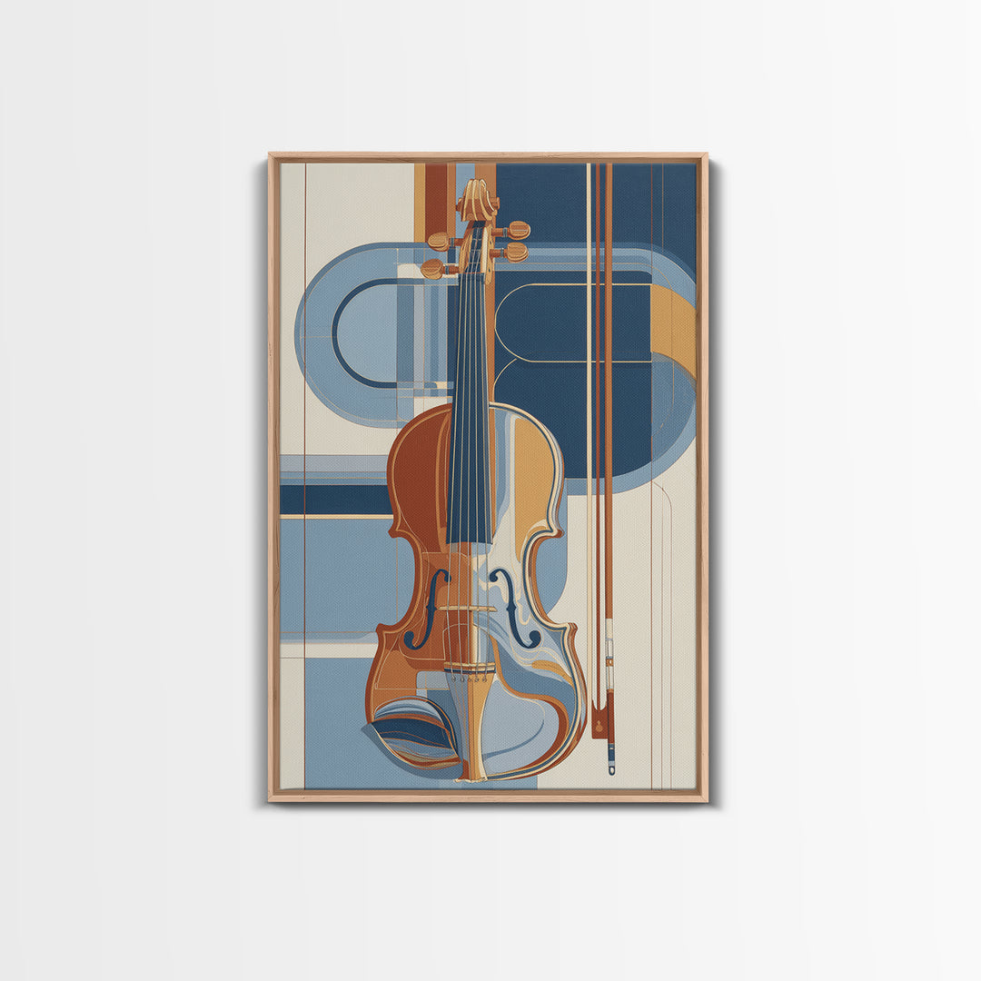 Single Line Violin and Bow Canvas Print, Line Art, Gallery Wall Set, Living Room Decor, Abstract Art, Line, Textured Painting, LIN-2x3-79