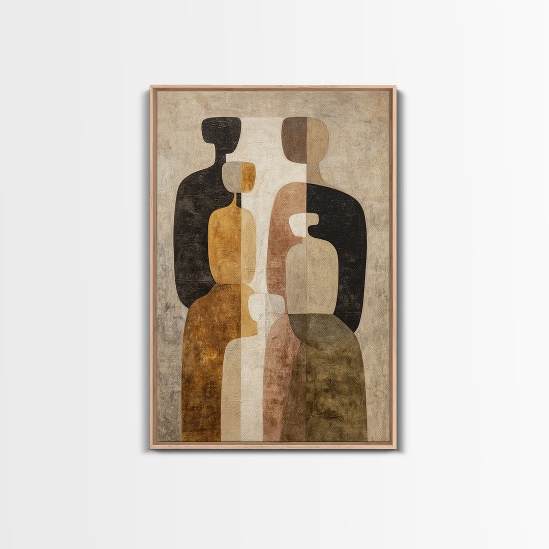 Abstract Family Figures Framed Canvas Print, Line Art, Room Decor, Living Room Decor, Oil Painting, Line, Digital Wall Art, LIN-2x3-8