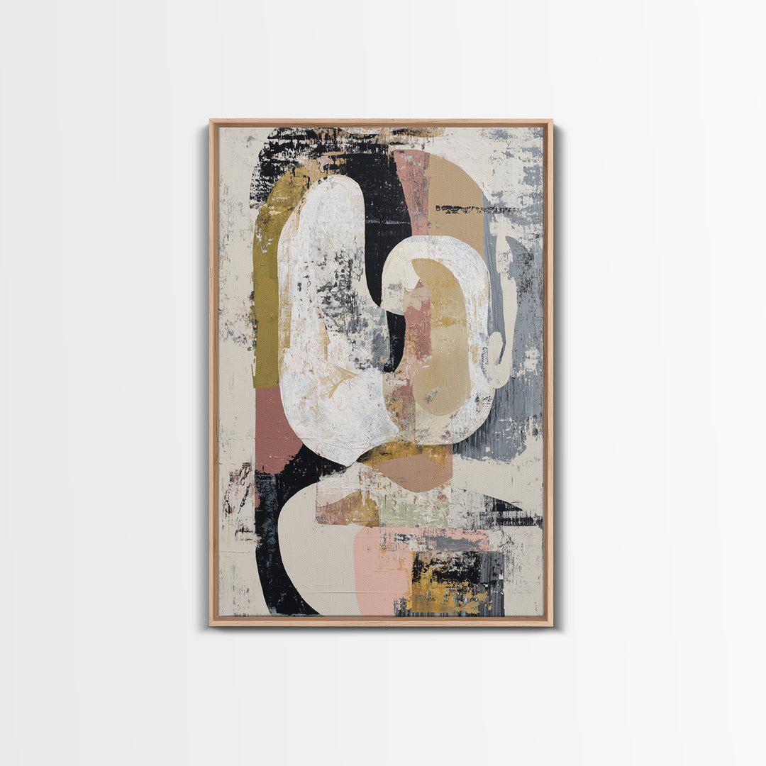 Abstract Horse Formed from Graceful Contour Framed Canvas Print, Line Art, Wall Art, Living Room Decor, Abstract Art, Line, LIN-2x3-84