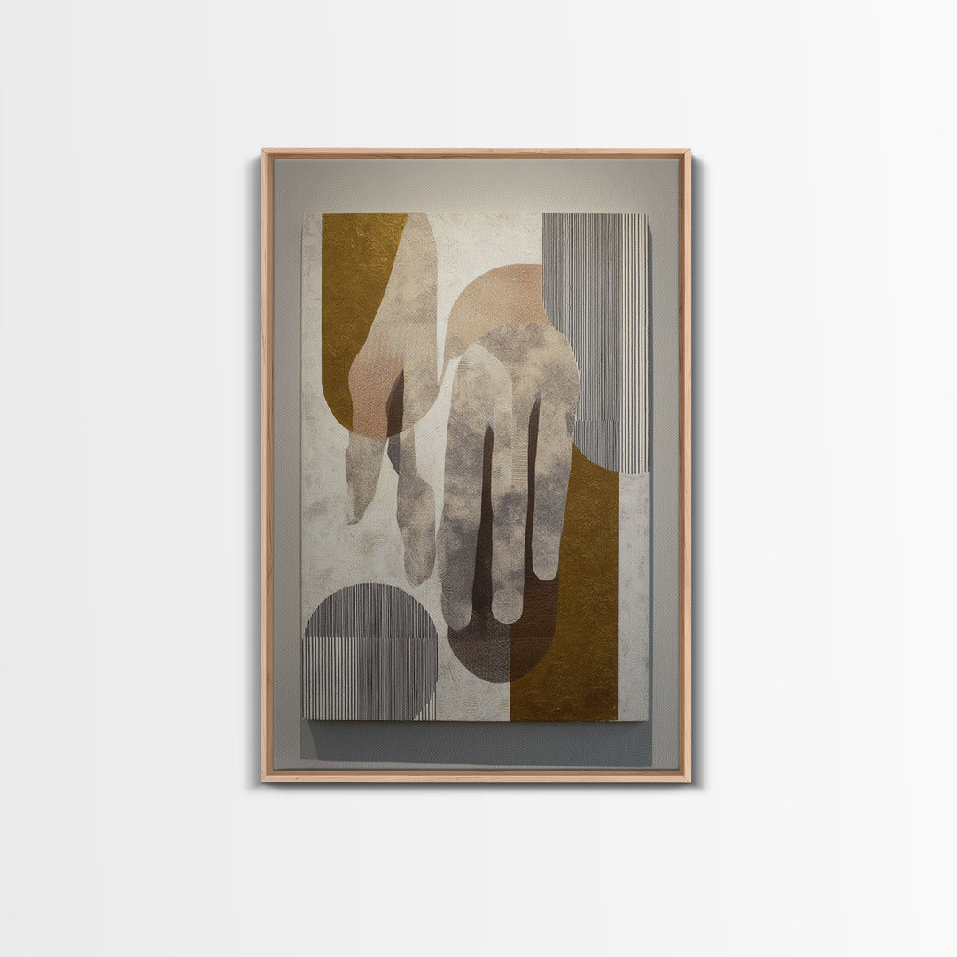 Two Hands Nearly Touching Framed Canvas Print, Line Art, Aesthetic Prints, Living Room Decor, Fine Art, Line, Wall Art, LIN-2x3-85