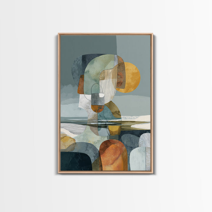 Line Art Shell and Coastal Forms Canvas Print, Line Art, Minimalist Decor, Living Room Decor, Abstract Art, Line, Boho Wall Art, LIN-2x3-95
