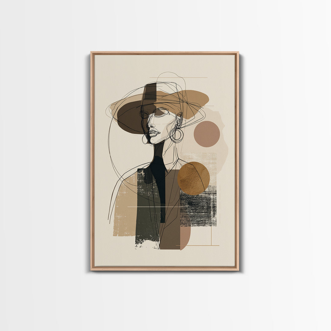 Line Drawing of a Woman Canvas Print, Line Art, Luxury Decor, Living Room Decor, Oil Painting, Line, Printable, LIN-2x3-99