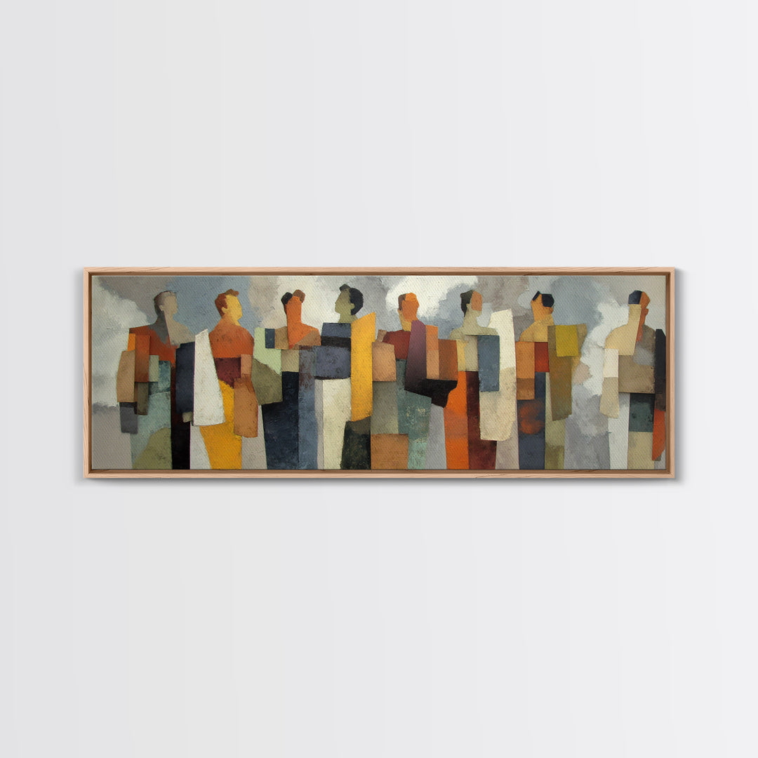 Abstract Family Figures Canvas Print, Line Art, Jesus Wall Art, Living Room Decor, Fine Art, Line, Statement Artwork, LIN-3x1-16