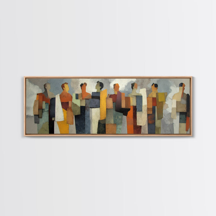 Abstract Family Figures Canvas Print, Line Art, Jesus Wall Art, Living Room Decor, Fine Art, Line, Statement Artwork, LIN-3x1-16