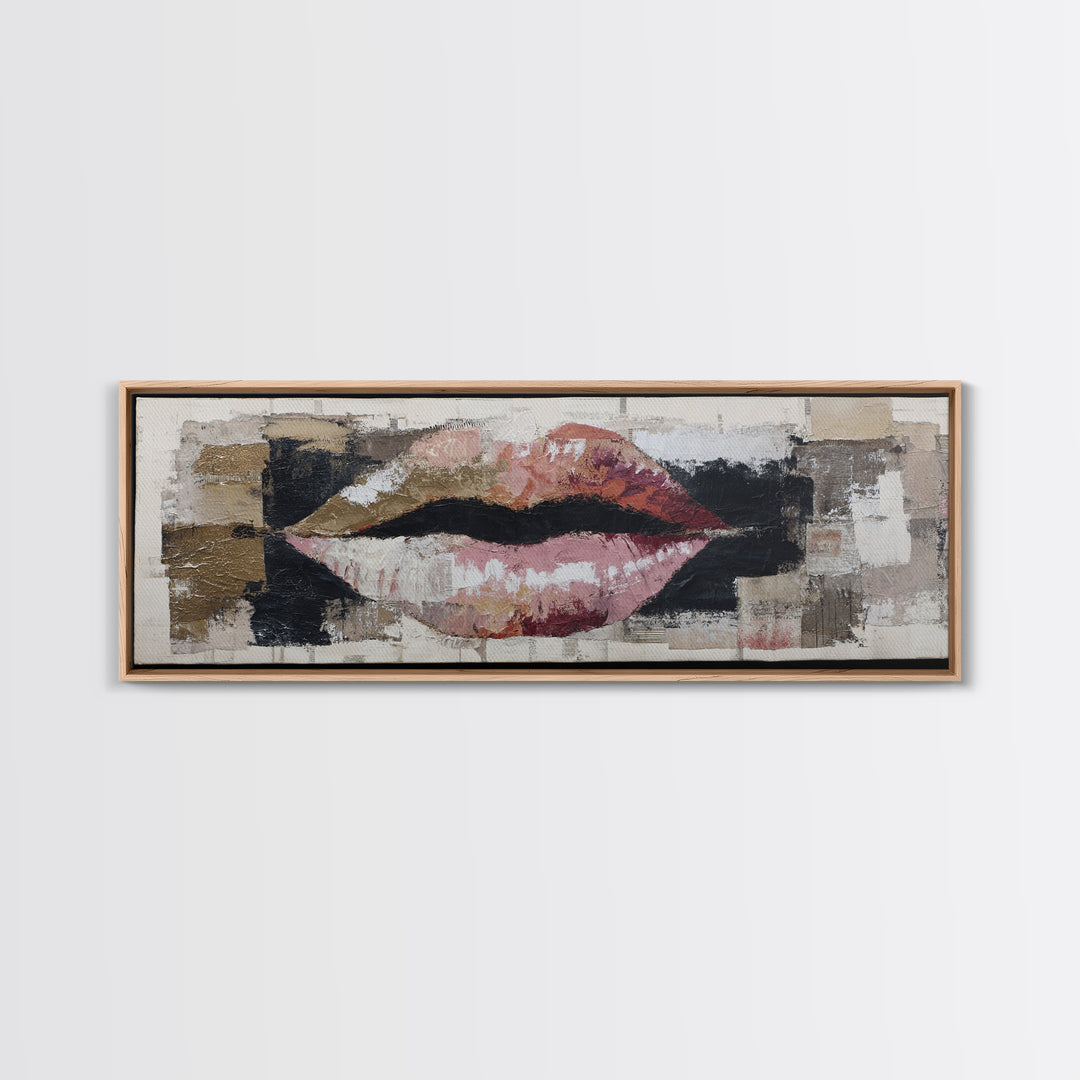 Abstract Lips and Hand Fashion Sketch Framed Canvas Print, Line Art, Gallery Wall Art, Living Room Decor, Fine Art, Line, LIN-3x1-58
