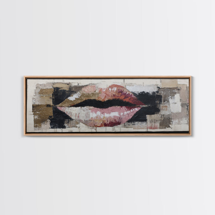 Abstract Lips and Hand Fashion Sketch Framed Canvas Print, Line Art, Gallery Wall Art, Living Room Decor, Fine Art, Line, LIN-3x1-58