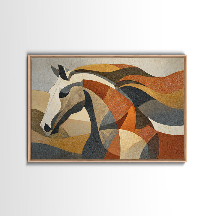 Abstract Horse Formed from Graceful Contour Canvas Print, Line Art, Art Print, Living Room Decor, Fine Art, Line, LIN-3x2-32